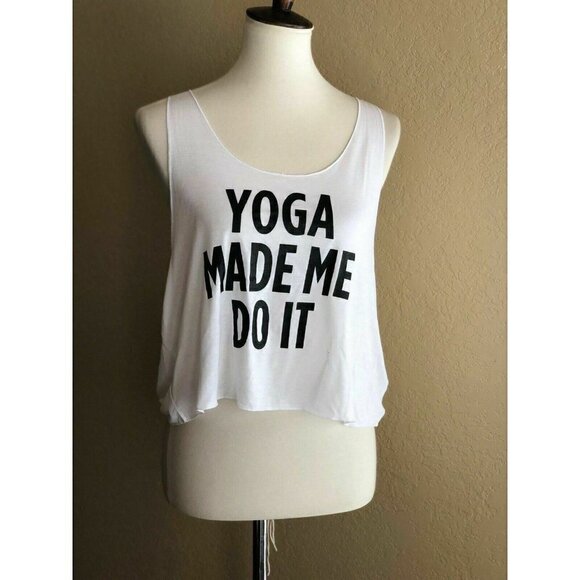 STYLESTALKER White Yoga Made Me Do it Tank Top L - Picture 2 of 10